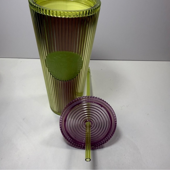 Starbucks 2025 Neon Transparent Tumbler Striped Venti Tumbler with Straw - Picture 5 of 5